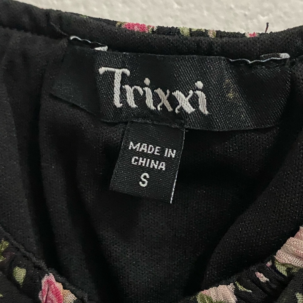 Trixxi Small Black Dress with Pink Flowers
